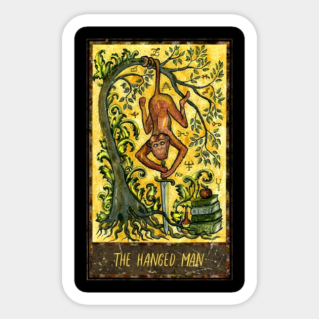 The Hanged Man. Magic Gate Tarot Card Design. Sticker by Mystic Arts